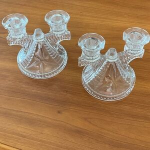 Federal Glass Wigwam Candle Holders